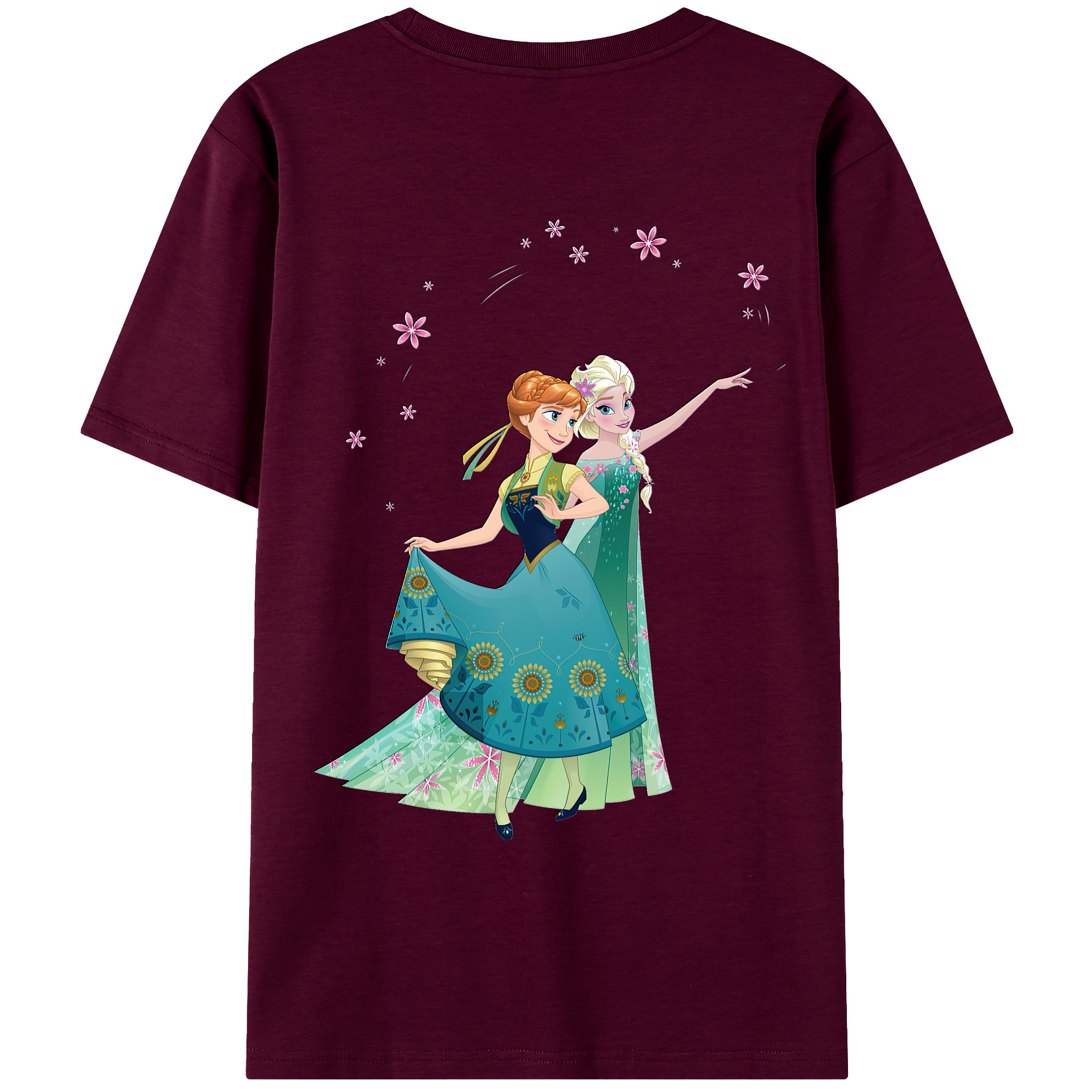 （画像用） アナと雪の女王 アンナ エルサ Frozen Anna Elsa レディース半袖Tシャツ(バックプリント)
